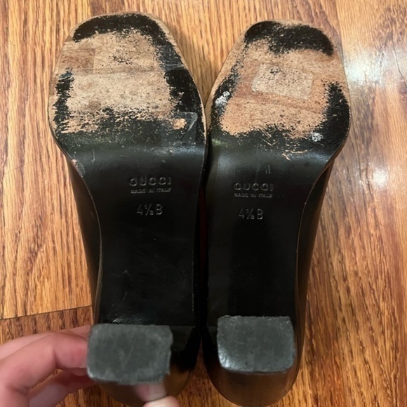 Gucci Vintage Leather Heels Black and Gold Womens Size 4.5B - Picture 6 of 12